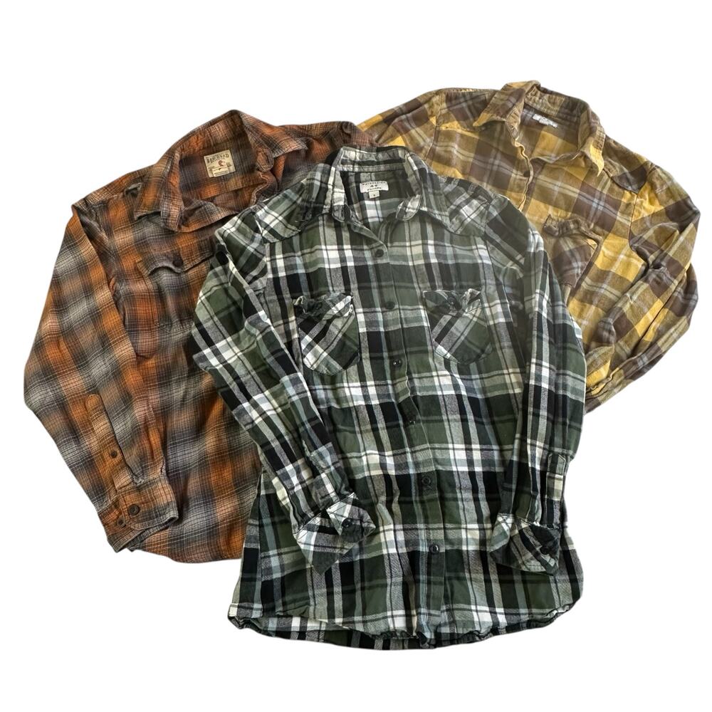 Womens Plaid Shirt Bundle Size Small Button Up Camping Hiking Outdoor Colorful